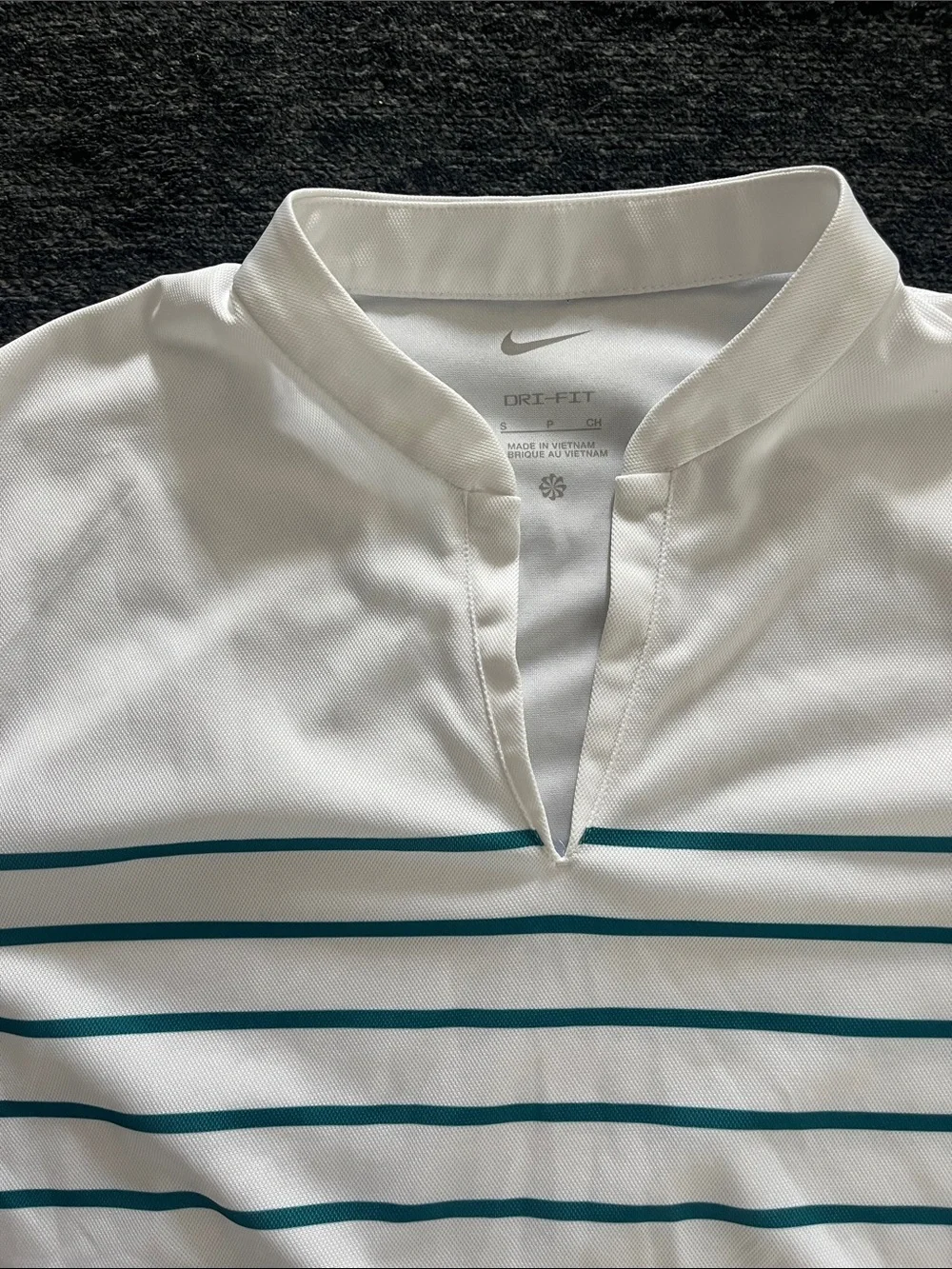 Nike Women’s White Polo with Teal Stripes